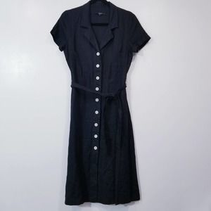 Quince Premium Flax Linen Button Midi Dress